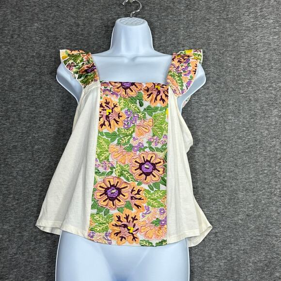 Anthropologie Tiny Marin Floral Embroidered Tank Size Small - Picture 3 of 7